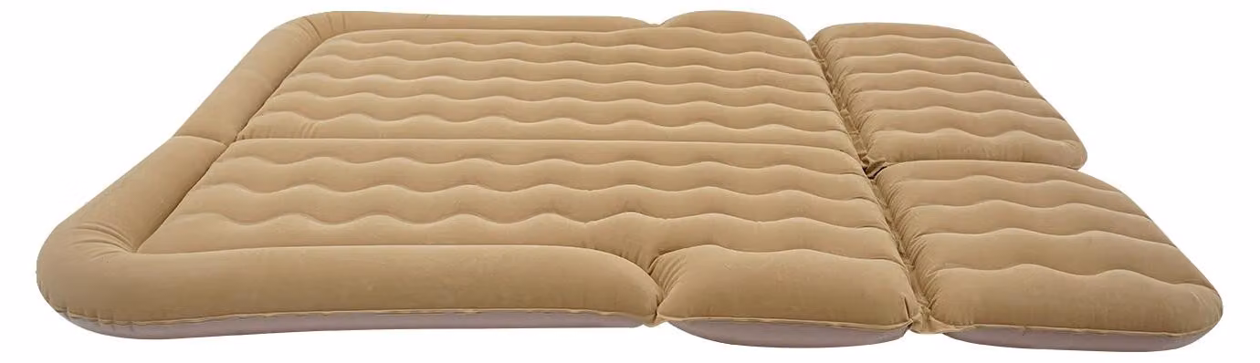 Materassino gonfiabile, con pompa elettrica integrata, compatto e portatile, color beige