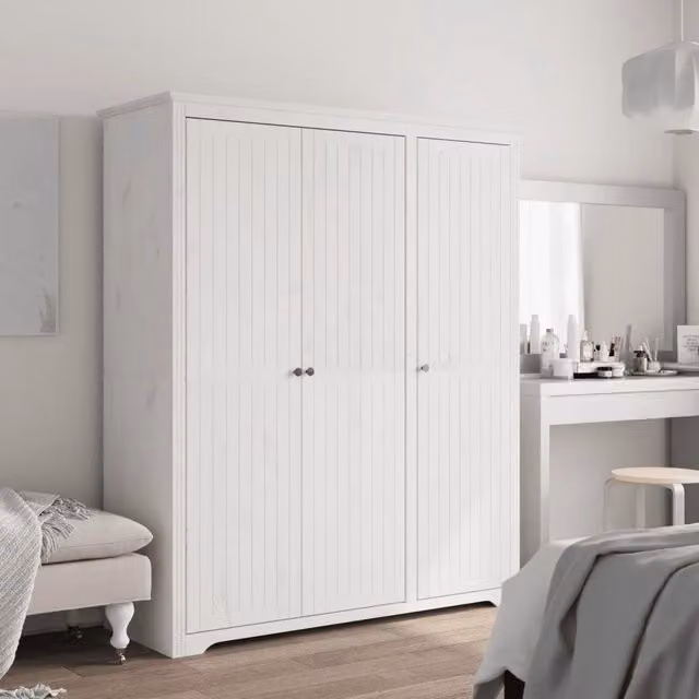 Armadio BODO 146x53,5x173 cm in Legno Massello di Pino Bianco 355062