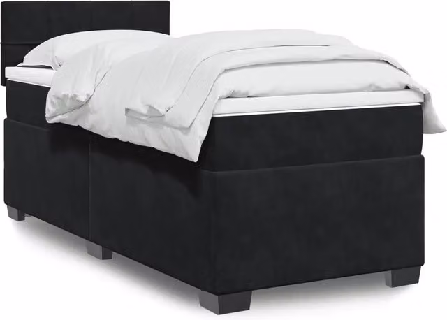 Giroletto a Molle con Materasso Nero 100x200 cm in Velluto 3286236
