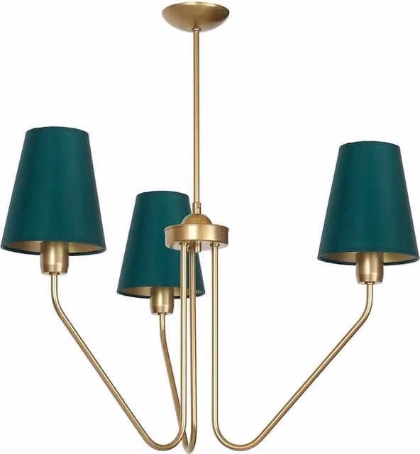 Lampadario Milagro Victoria a 3 luci in metallo verde e ottone con attacco E27