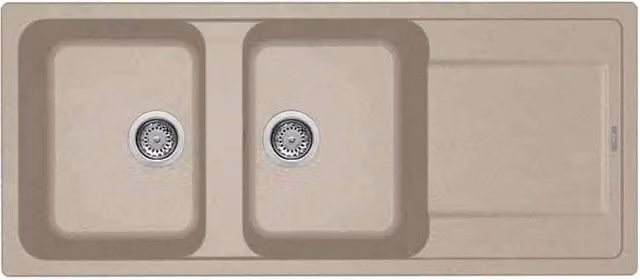 Lavello da incasso Elleci Life 500 a 2 vasche in Granitek colore beige L: 116 cm, P: 50 cm – 1
