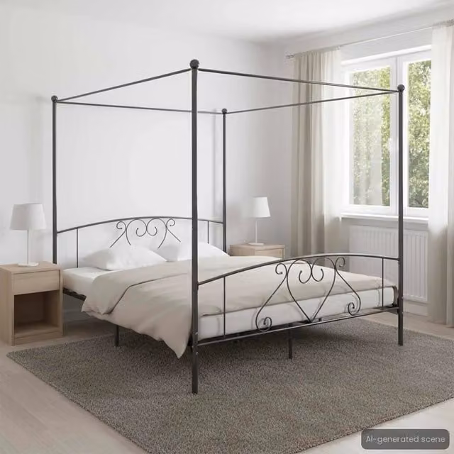 Giroletto Baldacchino senza Materasso Grigio 180x200 cm Metallo 284445