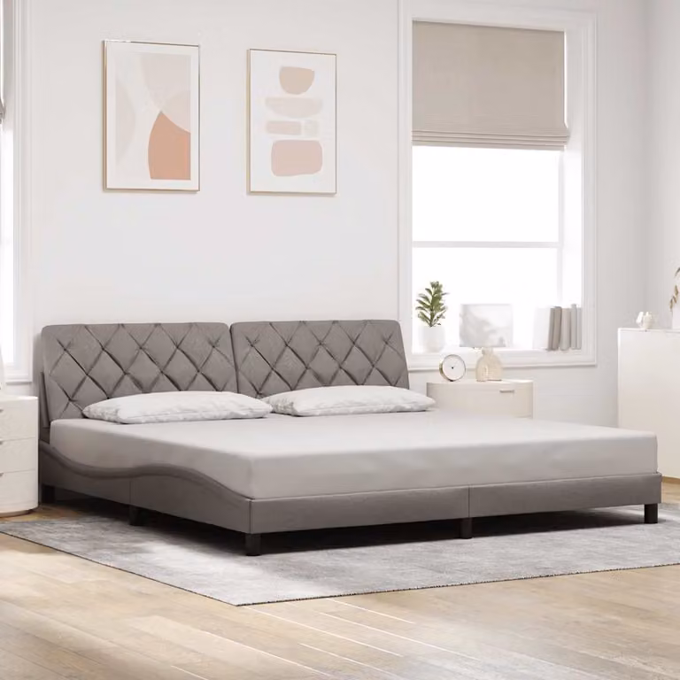 vidaXL Giroletto senza Materasso in Tessuto Tortora L/P/H: 200 x 200 x 74,5 cm