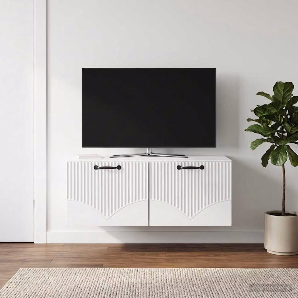 vidaXL Mobile Porta TV da Muro Bianco Lucido L: 78,5 cm, P: 41 cm, H: 30 cm