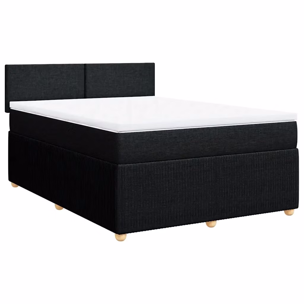 Letto Ibrido vidaXL con Giroletto a Molle e Materasso in Tessuto Nero e Bianco L/P/H: 140 x 200 cm – 2