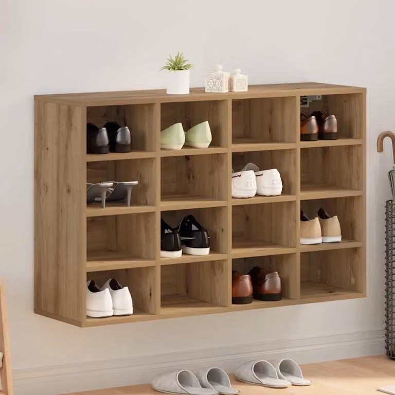 Scarpiera moderna vidaXL in legno marrone con ripiani piatti L: 103 cm, P: 30 cm, H: 67 cm