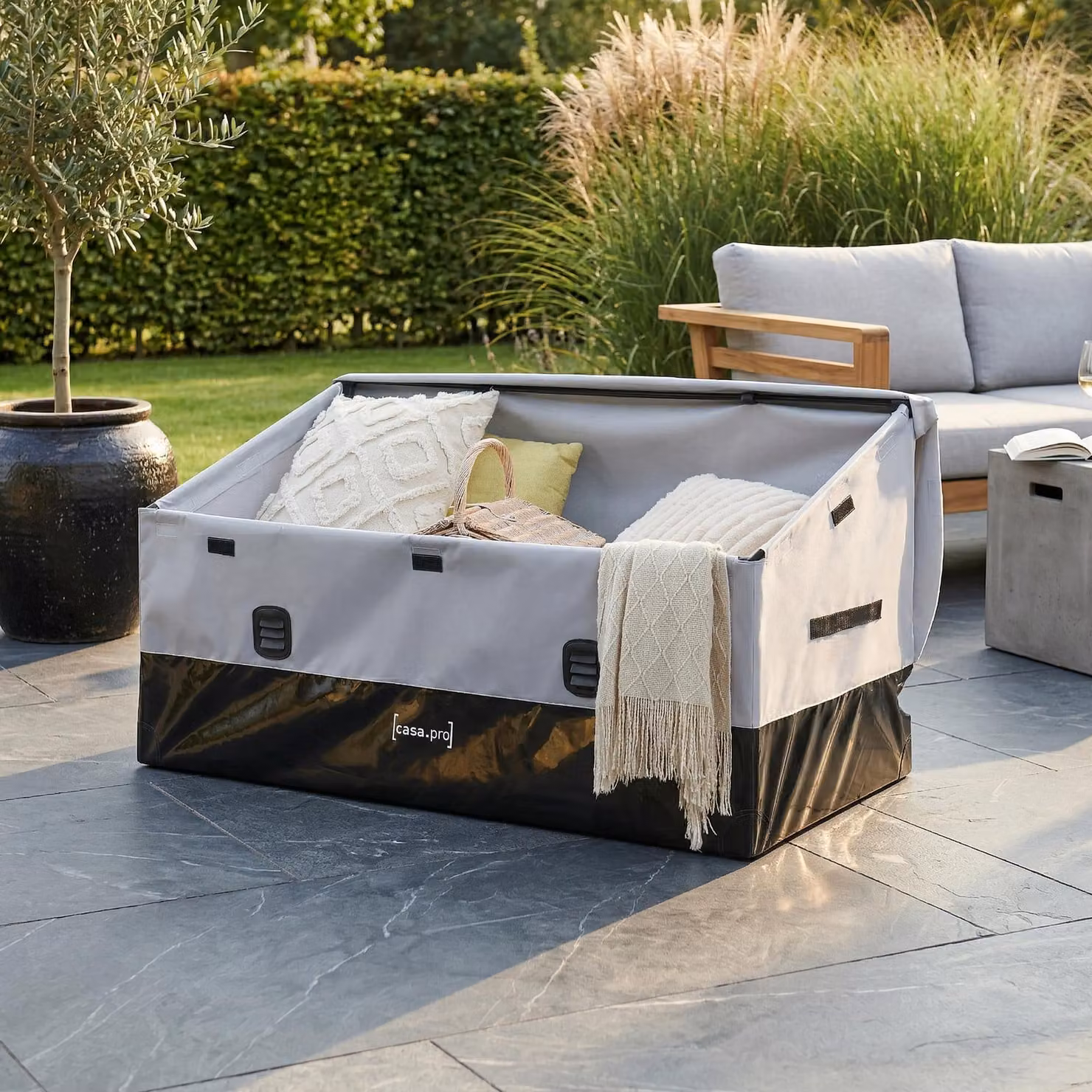 Contenitore 'Alanno' 560 L Acciaio 155 x 64 x 75 cm Grigio / Nero