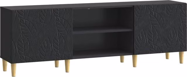 Mobile TV e Credenza Design In in stile Vintage, Colore Nero, L 150 x P 31 x H 50 cm