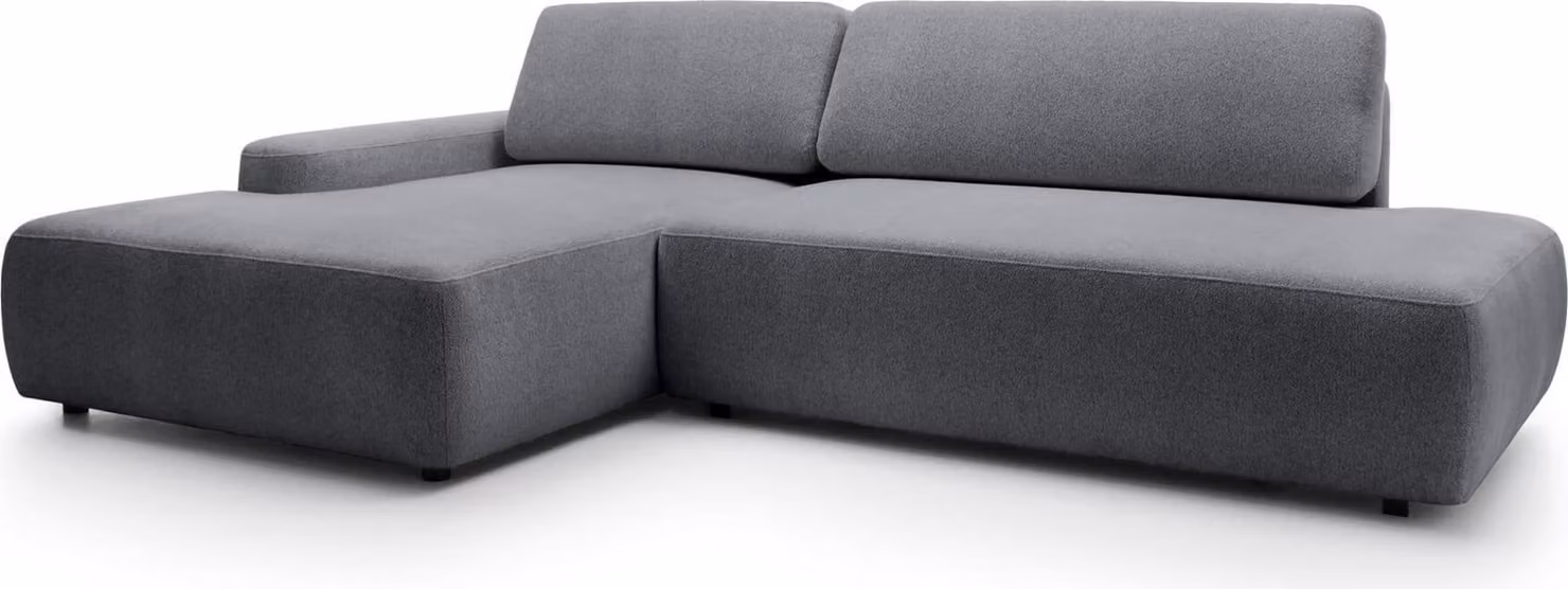 FURNLUX Divano angolare Bouli Grigio e Nero 276cm / Colore principale: Grigio / Dimensioni: 276 x 82 x 164 cm
