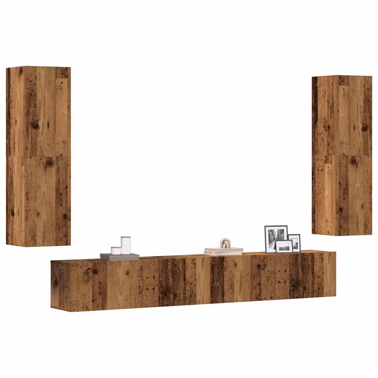 Set di 4 mobili TV da parete vidaXL in legno multistrato color marrone con finitura opaca e stile moderno