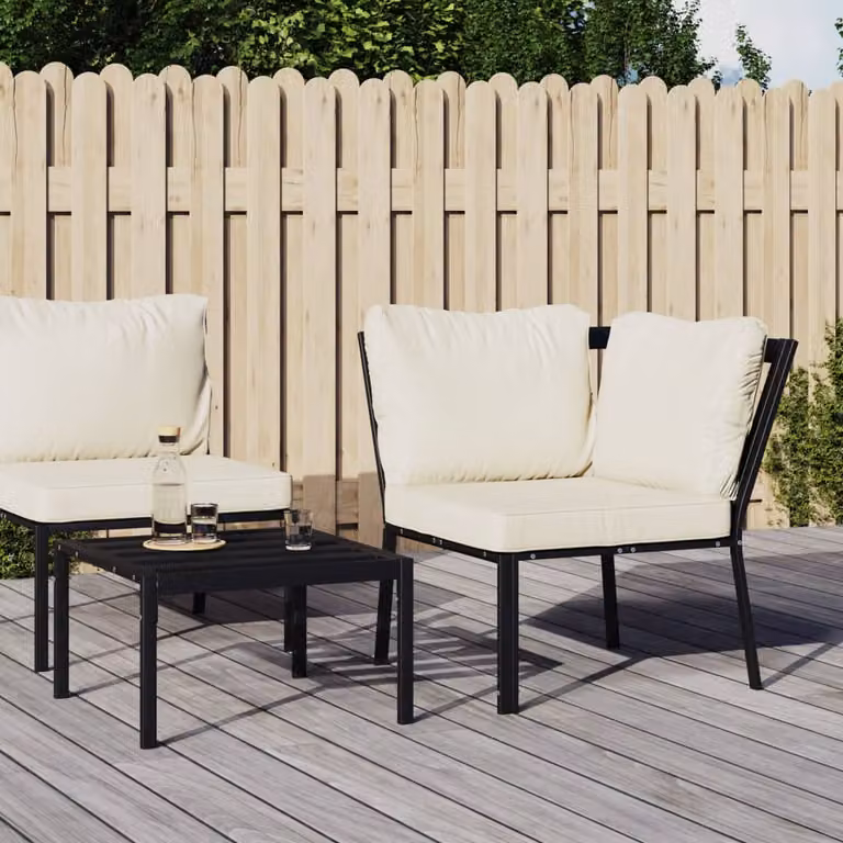 Sedia da giardino vidaXL con cuscini color sabbia in acciaio verniciato a polvere L: 76 cm, P: 76 cm, H: 79 cm