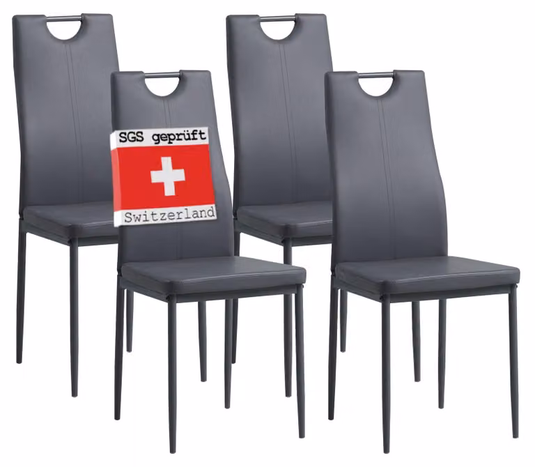 Albatros sedie per sala da pranzo SALERNO set di 4, grigio - Elegante design italiano, sedia imbottita con rivestimento in Pelle finta, moderna ed elegante per il tavolo da pranzo - sedia da cucina, sedia per sala da pranzo, elevata capacità di carico