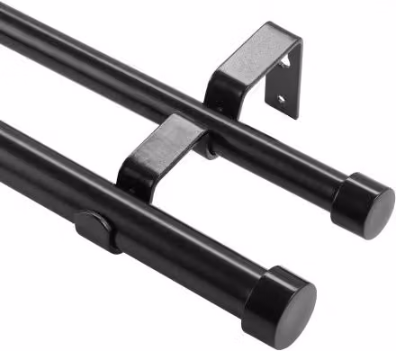 Doppio Bastone per Tende VEVOR in Metallo Nero, Estensibile da 92 a 183 cm