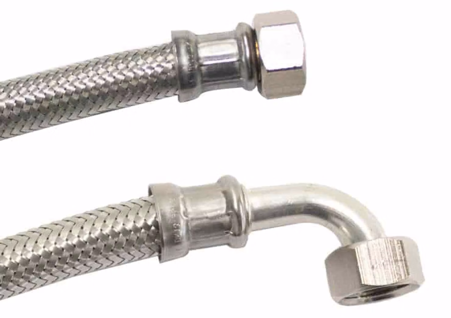 Tubo Flessibile in Acciaio Inox, DN13, 1/2" con Raccordo a Gomito, 800mm