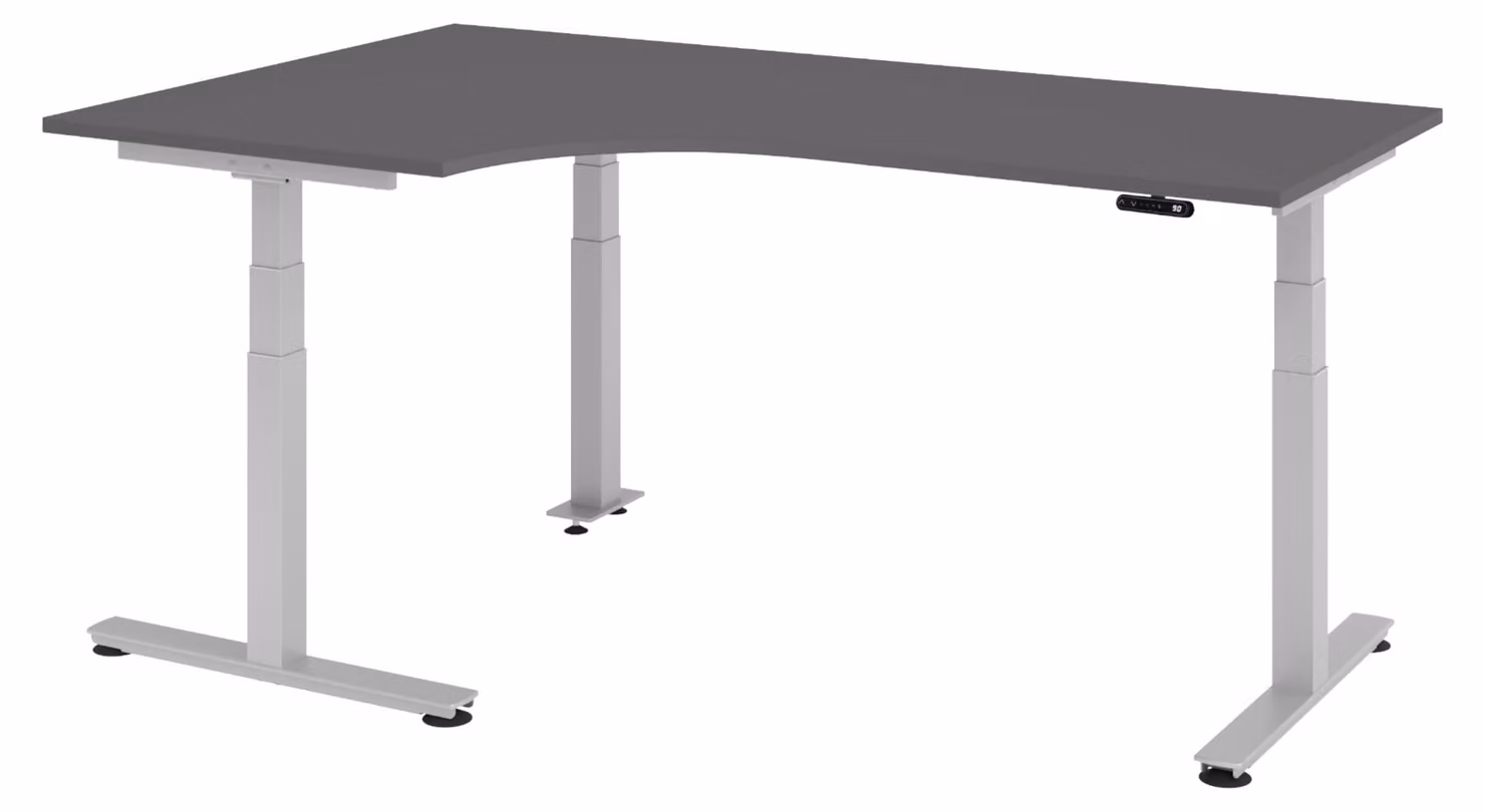 Scrivania elettrica bümö XDSM - Struttura: argento, decorazione: grafite, dimensioni: scrivania angolare 200 x 120 cm