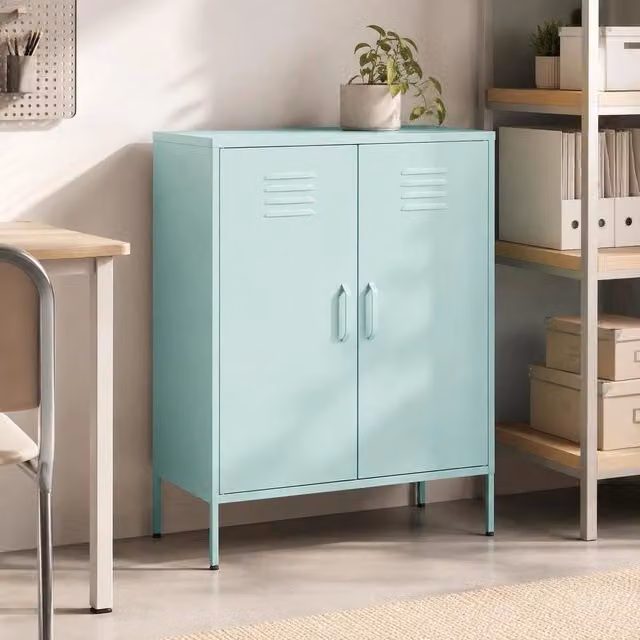 Storage Cabinet, Mint Green, 80x35x101.5 Cm, Steel