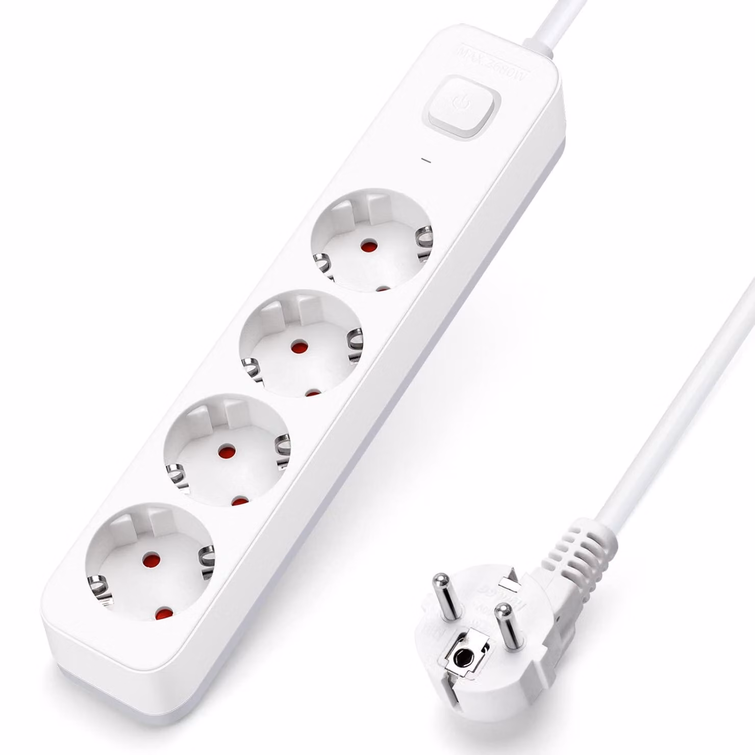 Ciabatta multipresa Aigostar con 4 prese e interruttore, presa multipla con protezione per bambini, ciabatta con cavo da 5 metri – 4 prese, senza USB, cavo da 5 metri