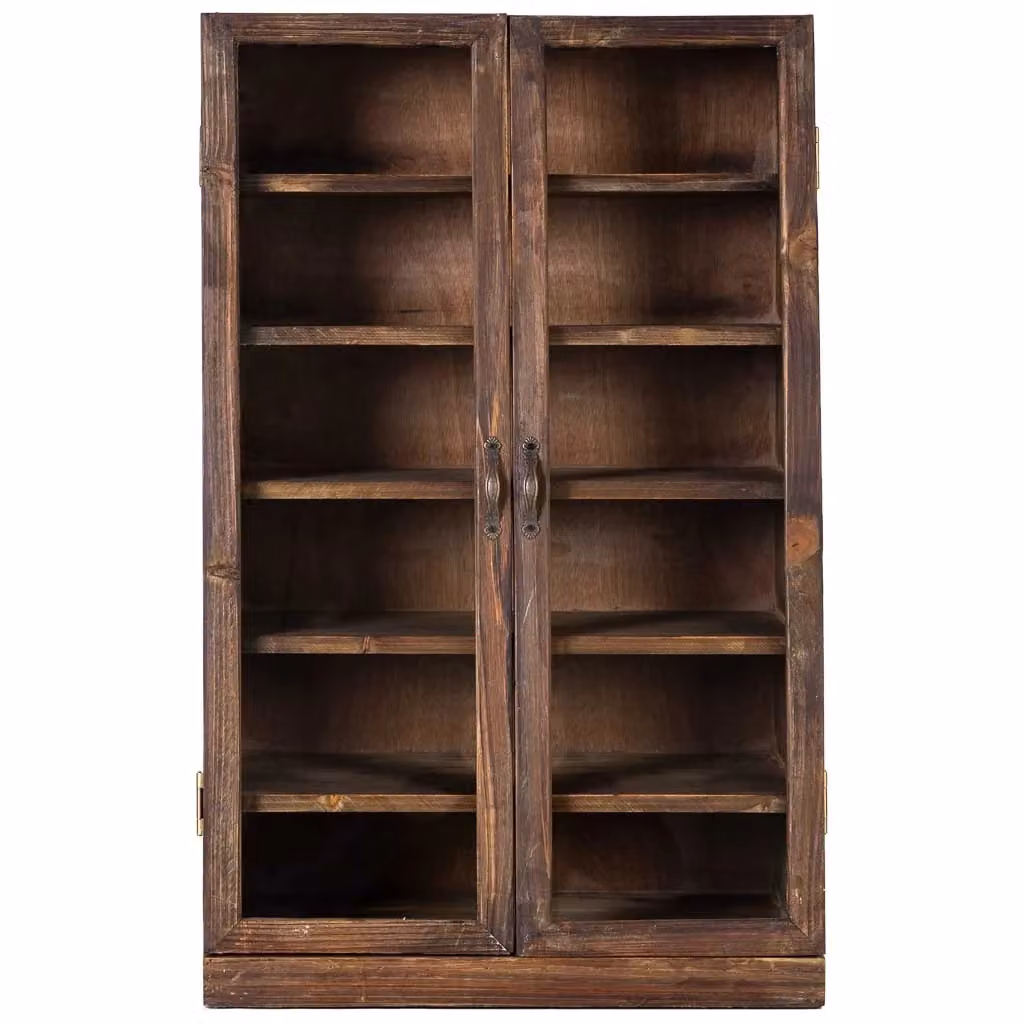 Vetrina Wanderlust Deco in legno di abete marrone con 2 ante in vetro e 5 ripiani L: 50 cm, P: 29,5 cm, H: 80 cm – 2