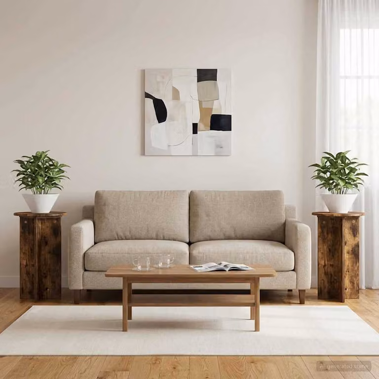Set di 2 supporti per piante vidaXL in legno color rovere fumo, Ø40 x H 60 cm