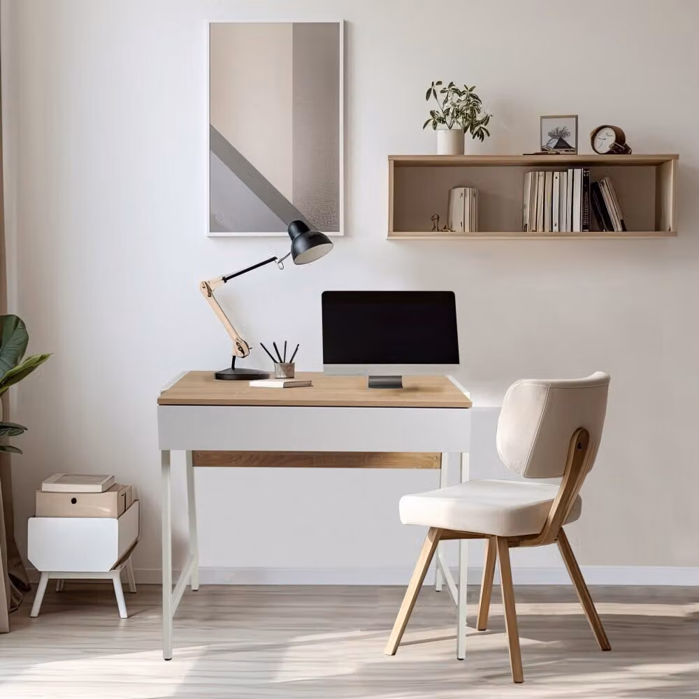 Scrivania POLLUX / Decorazione rovere sbiancato e bianco