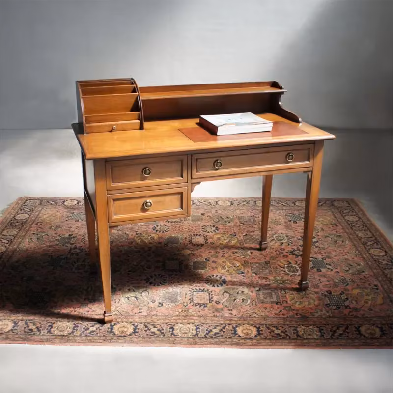 Scrivania classica in legno di faggio con 3 cassetti e alzata porta lettere Mobili 2G L/P/H: 106 x 58 x 99 cm – 4