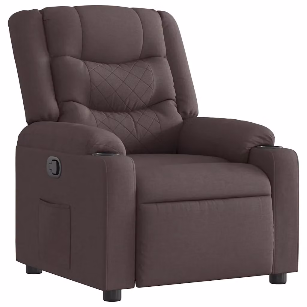 Poltrona Reclinabile Relax vidaXL in Tessuto Marrone con Braccioli e Leva Manuale – 2