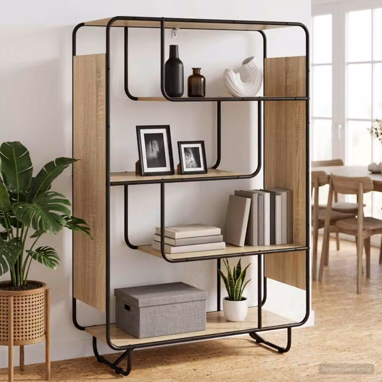 Credenza stile industrial vidaXL in rovere sonoma e metallo, marrone, L: 93.5 cm, P: 37.5 cm, H: 144 cm