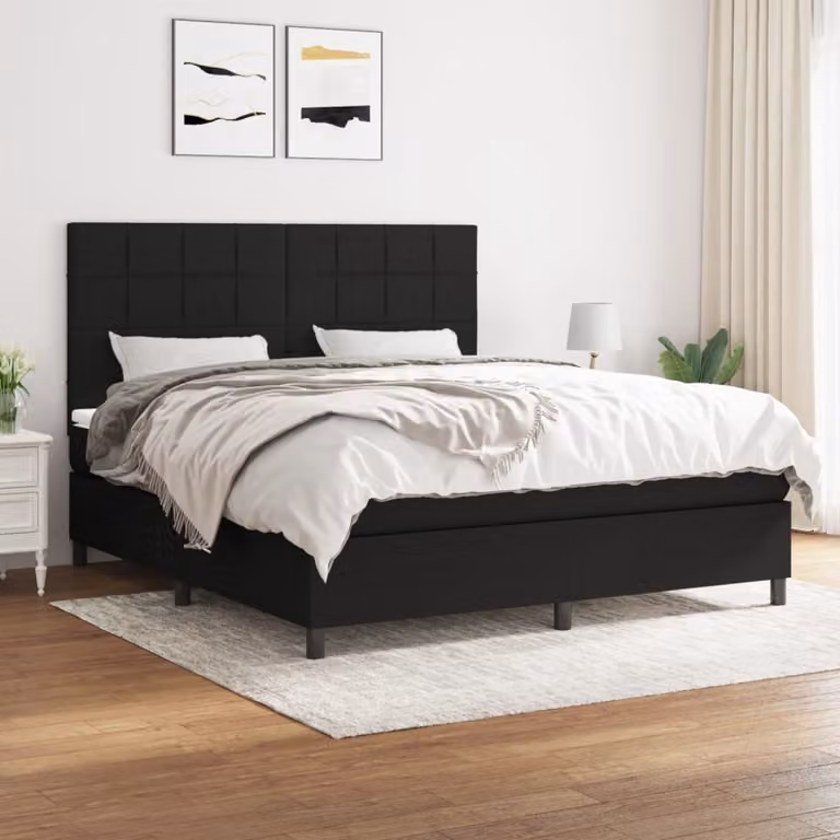Maison Exclusive - Giroletto a Molle con Materasso Nero 180x200 cm in Tessuto