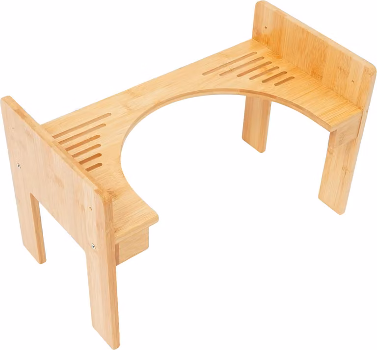 Sgabello per il bagno, realizzato in bambù, design compatto e autoportante, colore naturale