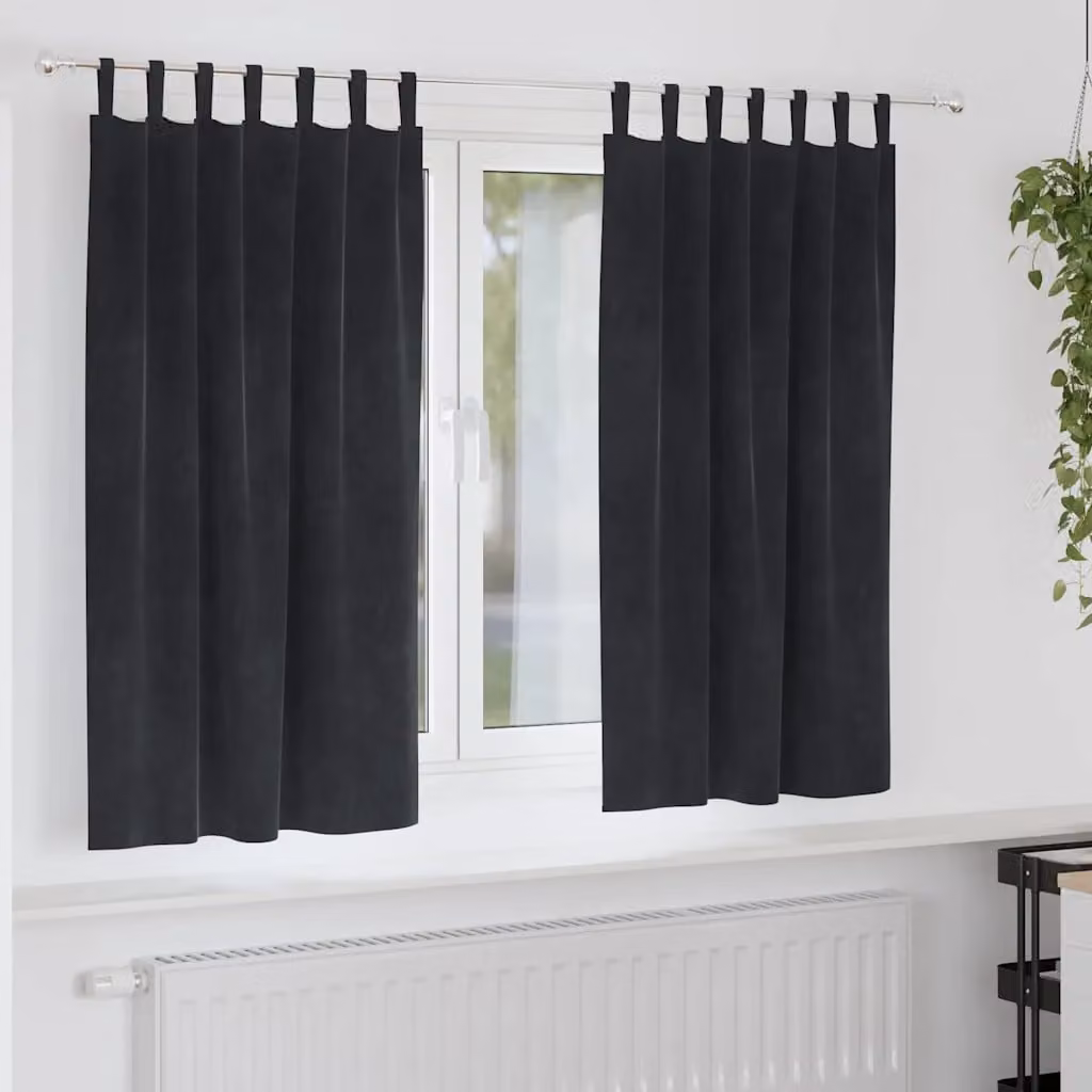 Set di 2 tende oscuranti vidaXL in velluto nero, L: 140 cm x H: 175 cm