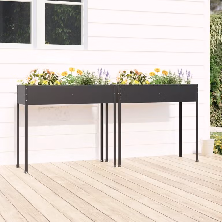 Set di 2 fioriere da giardino vidaXL in acciaio zincato colore antracite