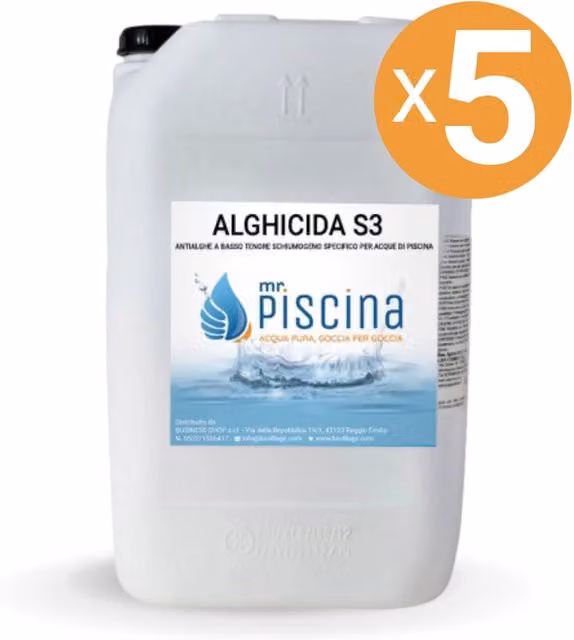 Antialghe piscina ALGHICIDA S3 - A schiuma controllata Quantità confezione: 5 confezioni