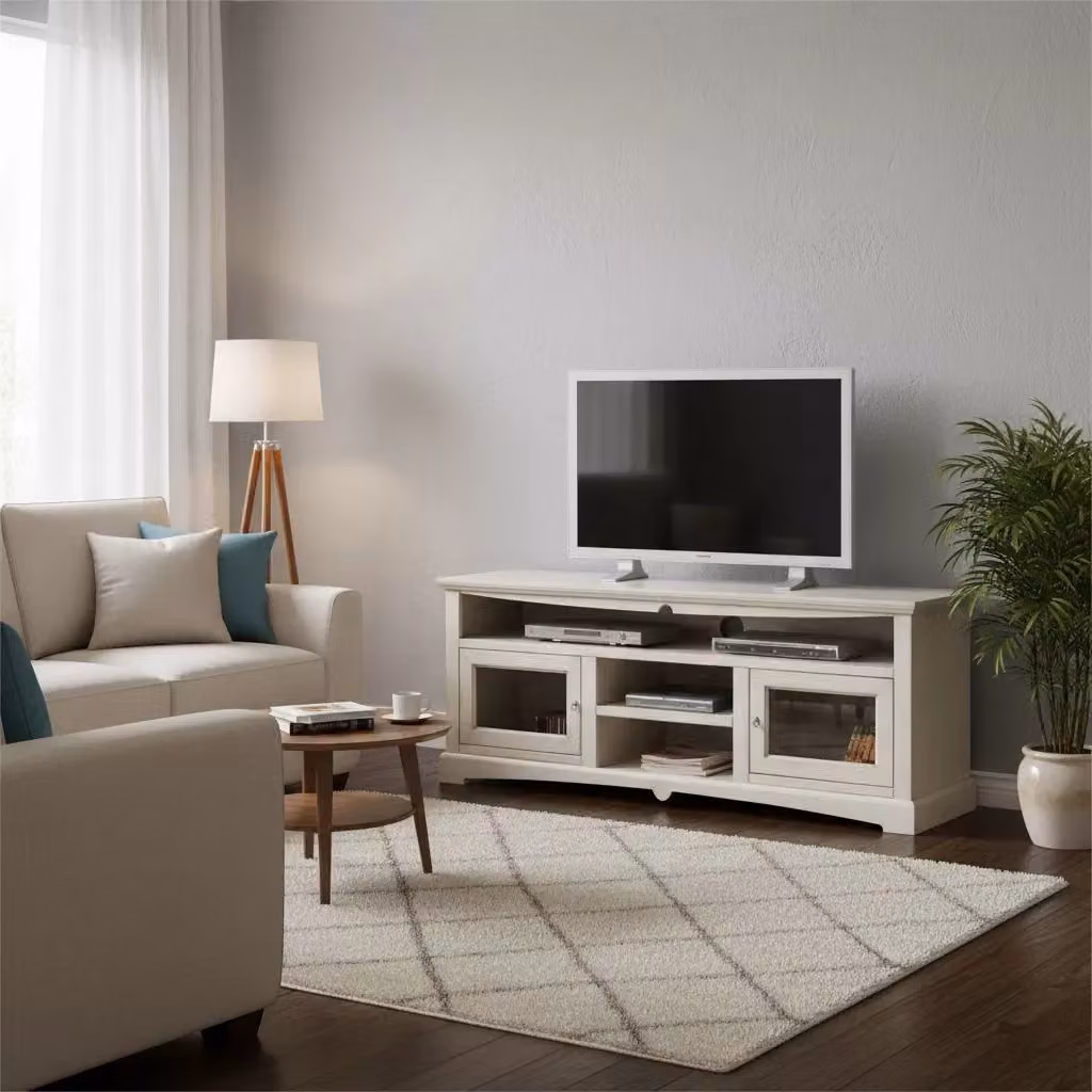 Mobile porta tv Goccia Mobili 2G in legno e vetro, colore bianco, stile shabby chic, L: 170 cm, P: 46 cm, H: 69 cm – 2