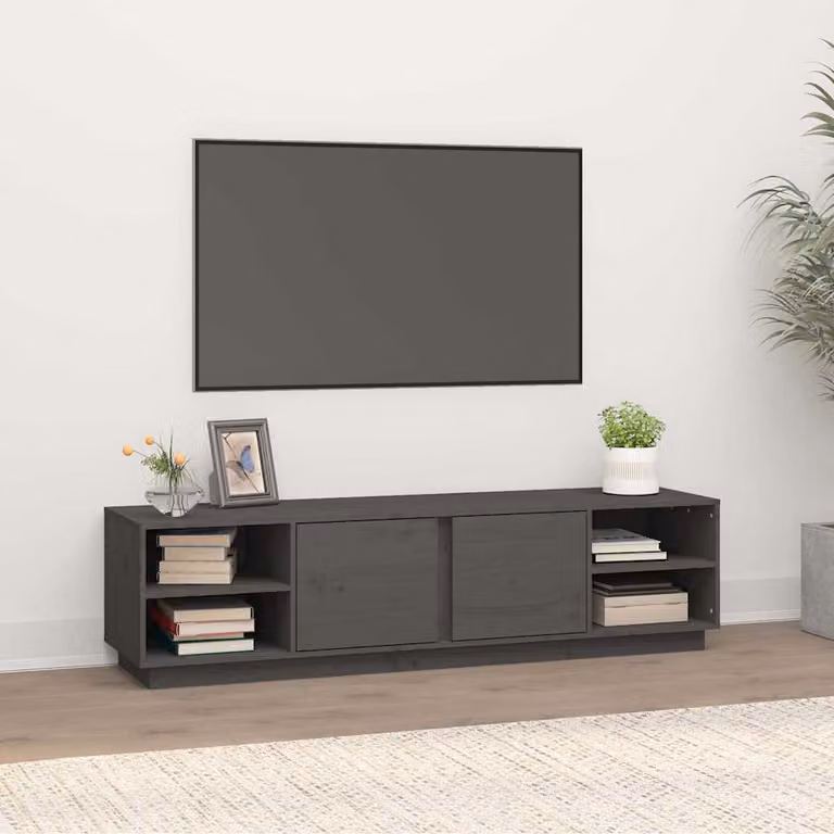 vidaXL Mobile Porta TV Grigio in Legno di Pino e MDF L: 156 cm, P: 40 cm, H: 40 cm
