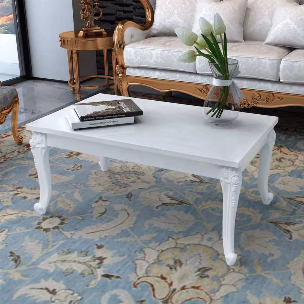 Tavolino The Living Store 100x60x42 cm bianco lucido
