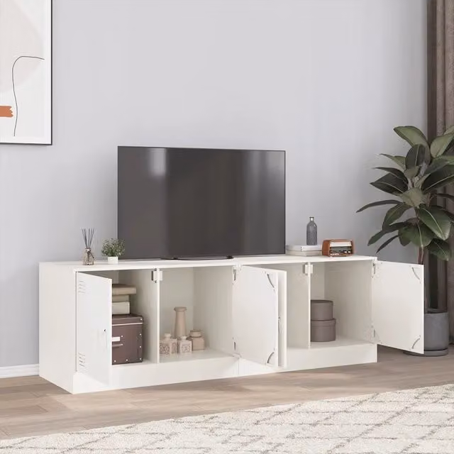 Set di 2 mobili TV moderni vidaXL in acciaio bianco L 67 cm x P 39 cm x H 44 cm