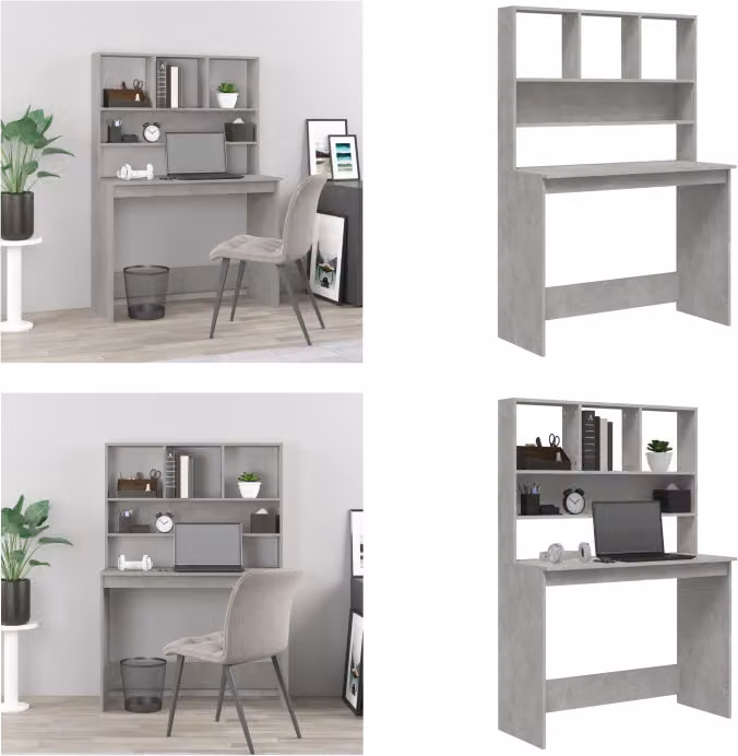 vidaXL Scrivania con ripiano in cemento grigio 102x45x148 cm materiale a base di legno - Scrivania - Scrivanie - Scrivania per ufficio - Scrivania per computer