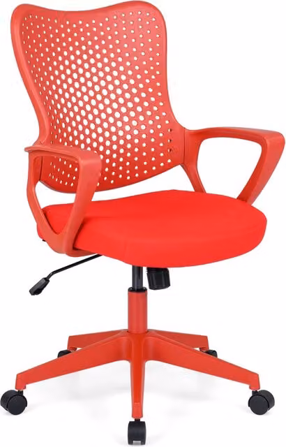 Sedia da ufficio ergonomica con schienale a farfalla e seduta regolabile, girevole a 360 gradi, colore rosso – 1