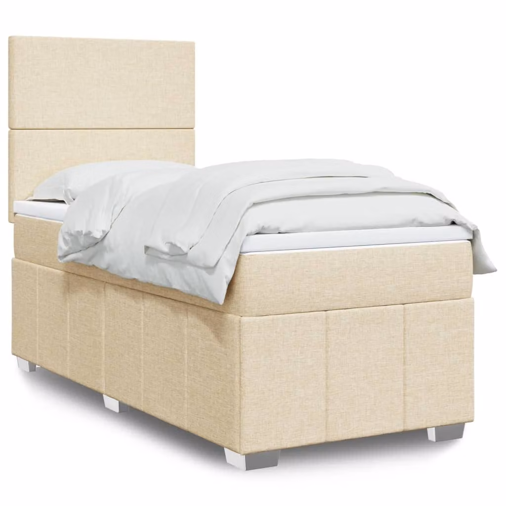 Maison Exclusive - Letto boxspring con materasso Crema 90x200 cm Tessuto