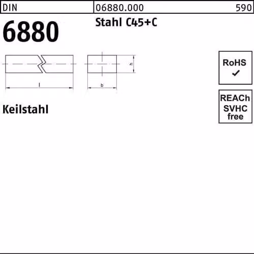 Cuneo in acciaio DIN 6880 14x 9x 1000 Acciaio C45+C 1 pezzo