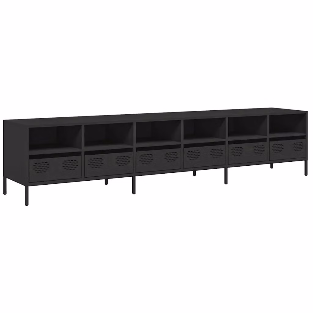 Mobile TV vidaXL Nero in Metallo per Soggiorno e Camera da Letto L: 202 cm, P: 39 cm, H: 43,5 cm – 3