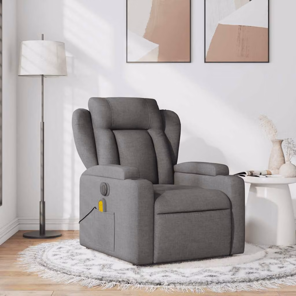 vidaXL Poltrona Reclinabile Relax Grigio con Braccioli in Tessuto