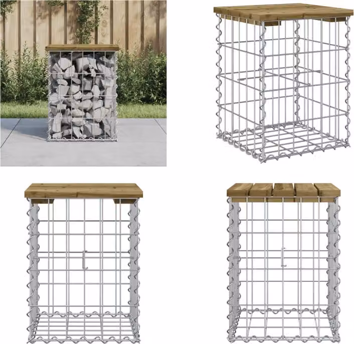 vidaXL Panca da giardino Gabion 33x31x42 cm in legno di pino impregnato - panca da giardino - panche da giardino - panca da esterno - panca da esterno