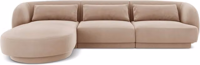 Divano angolare sinistro Tulum Cosmopolitan Design in velluto beige a 4 posti L 255 cm x P 70 cm x H 99 cm – 1