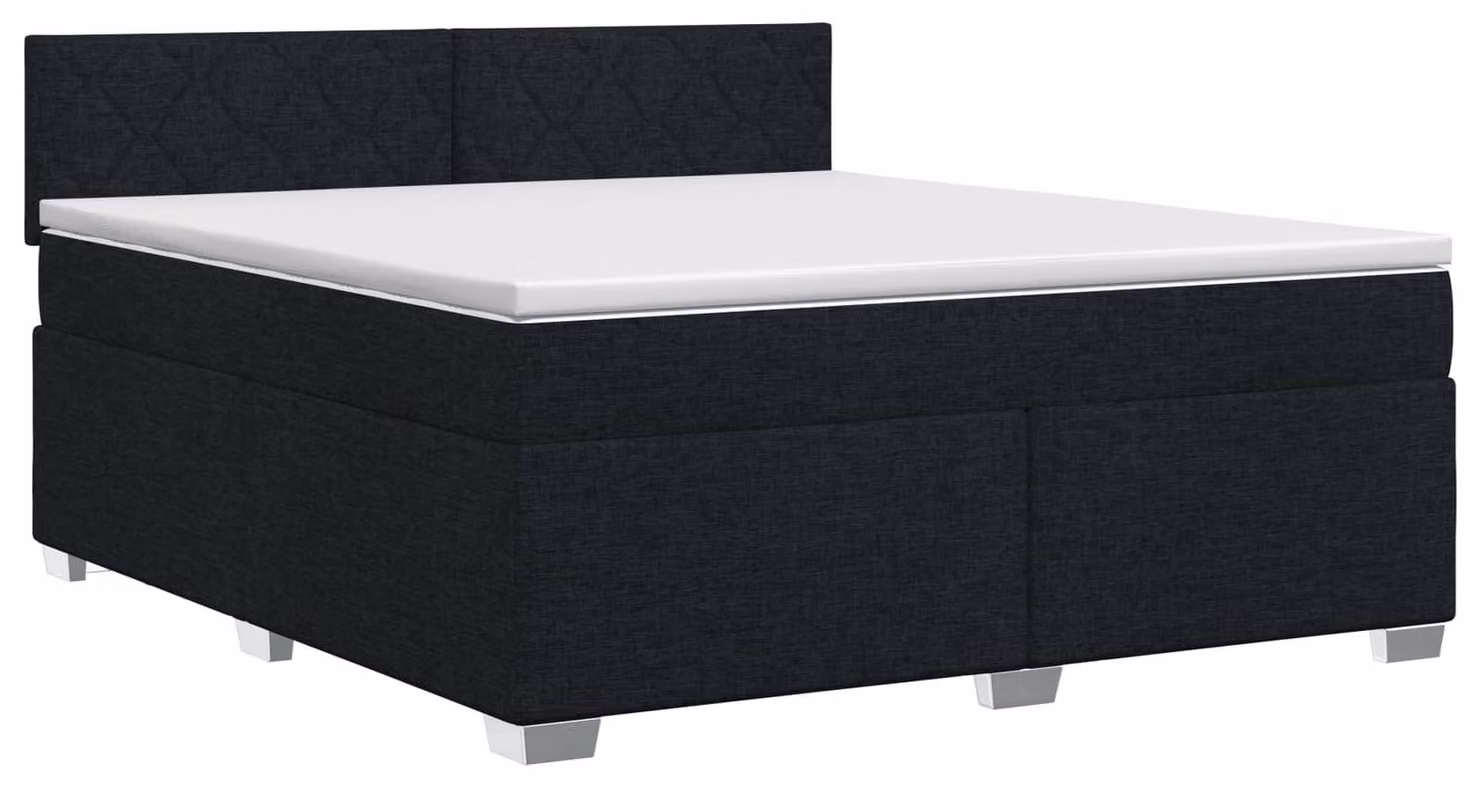 Letto a molle con materasso nero 140 x 190 cm in tessuto