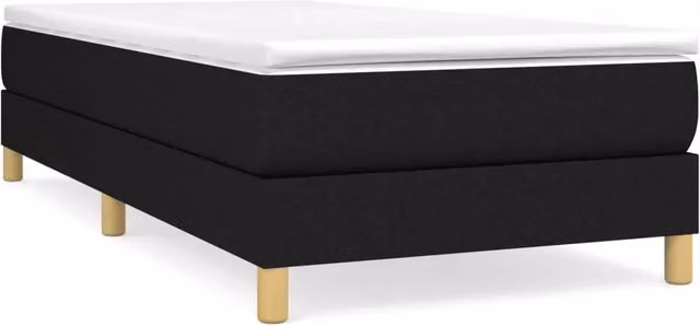 Letto singolo | Letto per adulti | Giroletto a Molle con Materasso Nero 90x200 cm in Tessuto