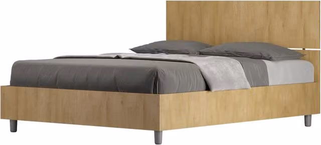 BS COM Letto matrimoniale francese con rete 140x200 testata dritta quercia