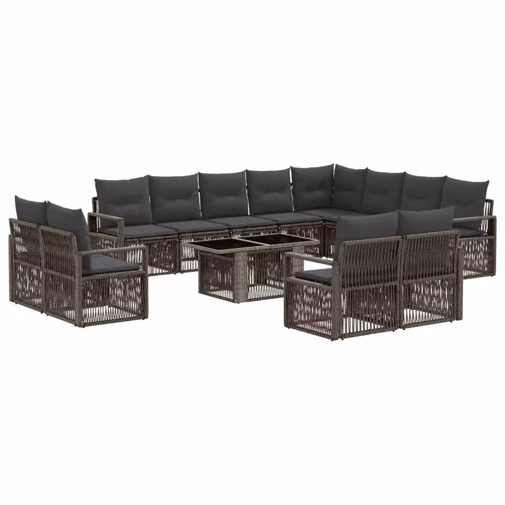 Set Divano da Giardino vidaXL in Polyrattan Grigio e Antracite con Tavolino e Cuscini – 2