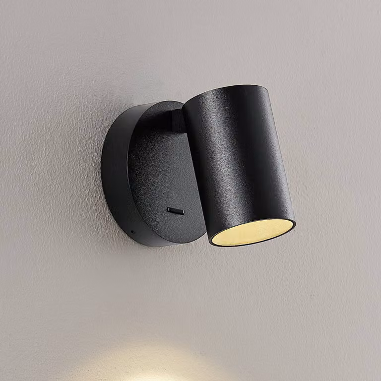 Deko-Light Faretto da parete CAN TILT, nero, Ø 10 cm metallo interruttore GU10 TILT, Nero, Soggiorno / Sala da pranzo, Alluminio, Faretto