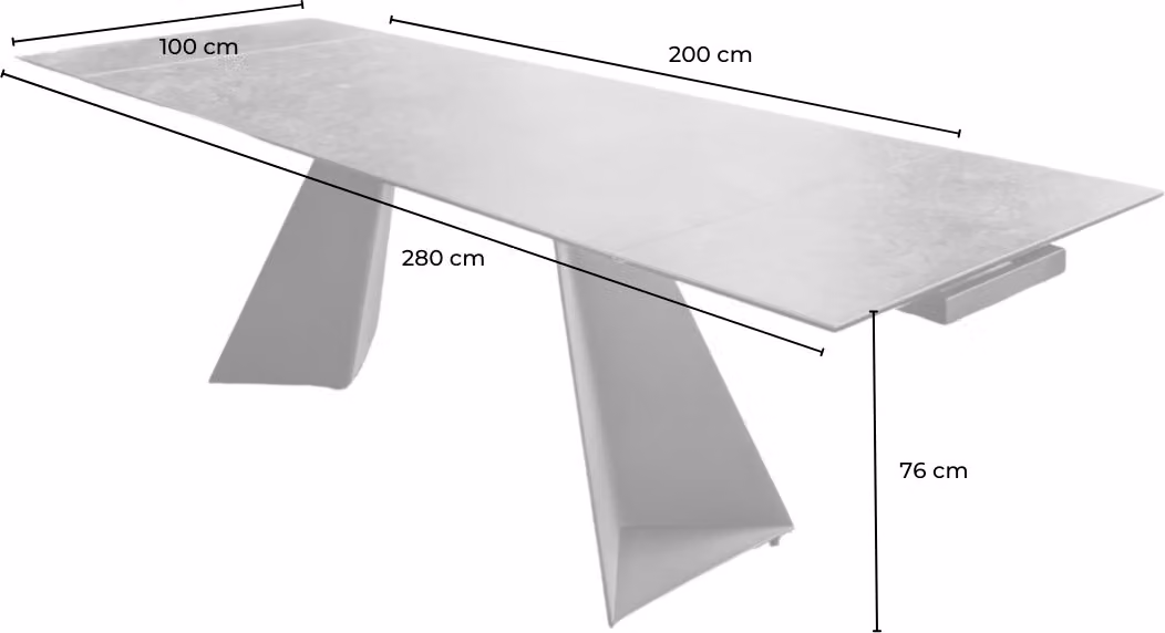 KAWOLA tavolo da pranzo allungabile LODI in ceramica verde 200x100cm